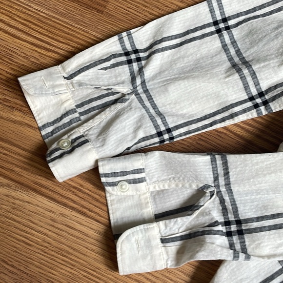 Loft Softened Cream & Black Plaid Long Sleeve Half button shirt - Picture 10 of 10